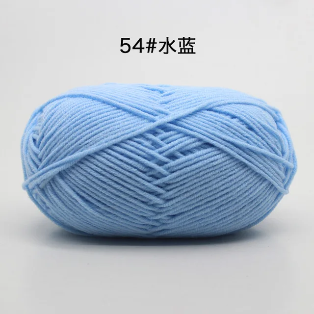 Hot Sale Multi Color Cotton Silk Knitting Yarn Soft Warm Baby Yarn for Hand Knitting thread Supplies 50g/lot No. 54 Aqua Blue