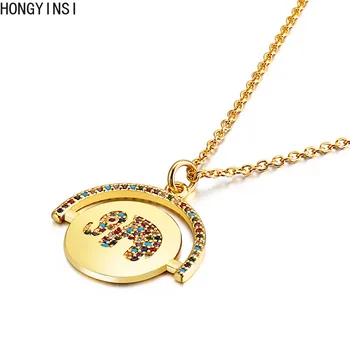 

2020 Multicolor Zircon Coin Collar Necklace Four Leaf Clover Elephant Eight-Pointed Star Fashion Personality Jewelry for Women