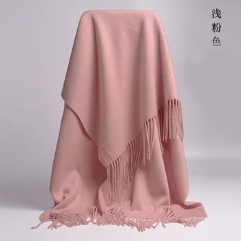 

Ladies solid color double-sided water ripple full cashmere scarf shawl dual-use autumn and winter warmth and thickening
