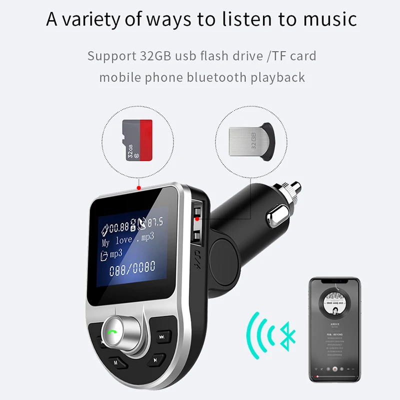 Автомобильный MP3 плеер fm передатчиком Bluetooth Hands Free Car Kit аудио модулятор 1.44 дюймов