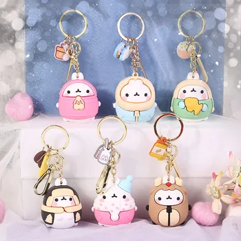 

2020 Molang Rabbit Korean Cartoon Keychain Cute And Exquisite Pvc Cartoon Doll Key Chain Hanging Decoration Keyring Accessories