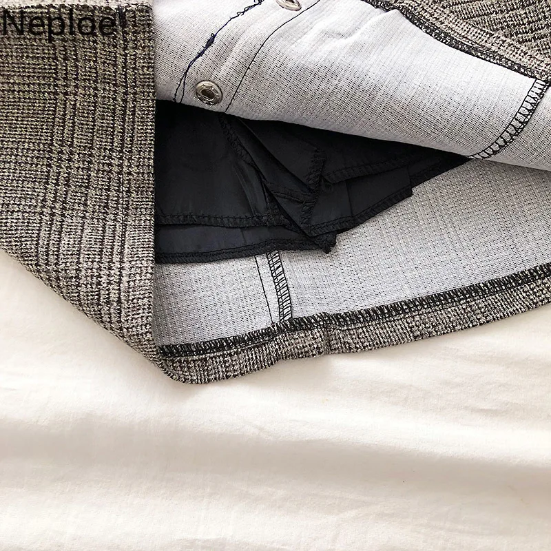 Neploe Поддельные карманы плед Faldas Mujer Moda новая линия короткая мини-юбка женская облегающая бедра пояса юбка женская 46412
