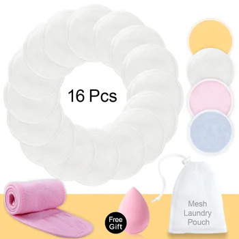 

Makeup Remover Washable Cotton Pads Reusable Face Wipes And Wash Face/Spa/Eye Lash Soft Makeup Hairband With Laundry Bag Tools