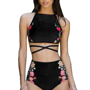 

Hot Summer Casual Women Brazilian Bathing Suit Sexy Floral Print Bra Set Femme Low Waist Underwear Polyester Bra Underpanty Sets