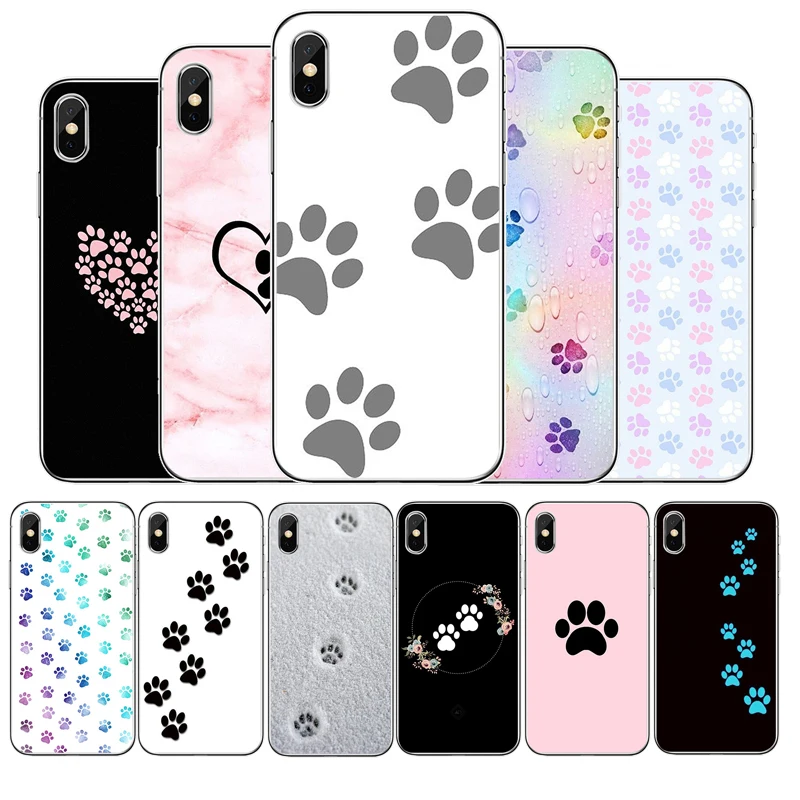 Dog Footprint Paw Silicone phone case For iphone 13 12 11Pro Max 11 XR XS X 8 7 6 6S Plus 5 5S SE 2020 Back Cover Shell | Мобильные