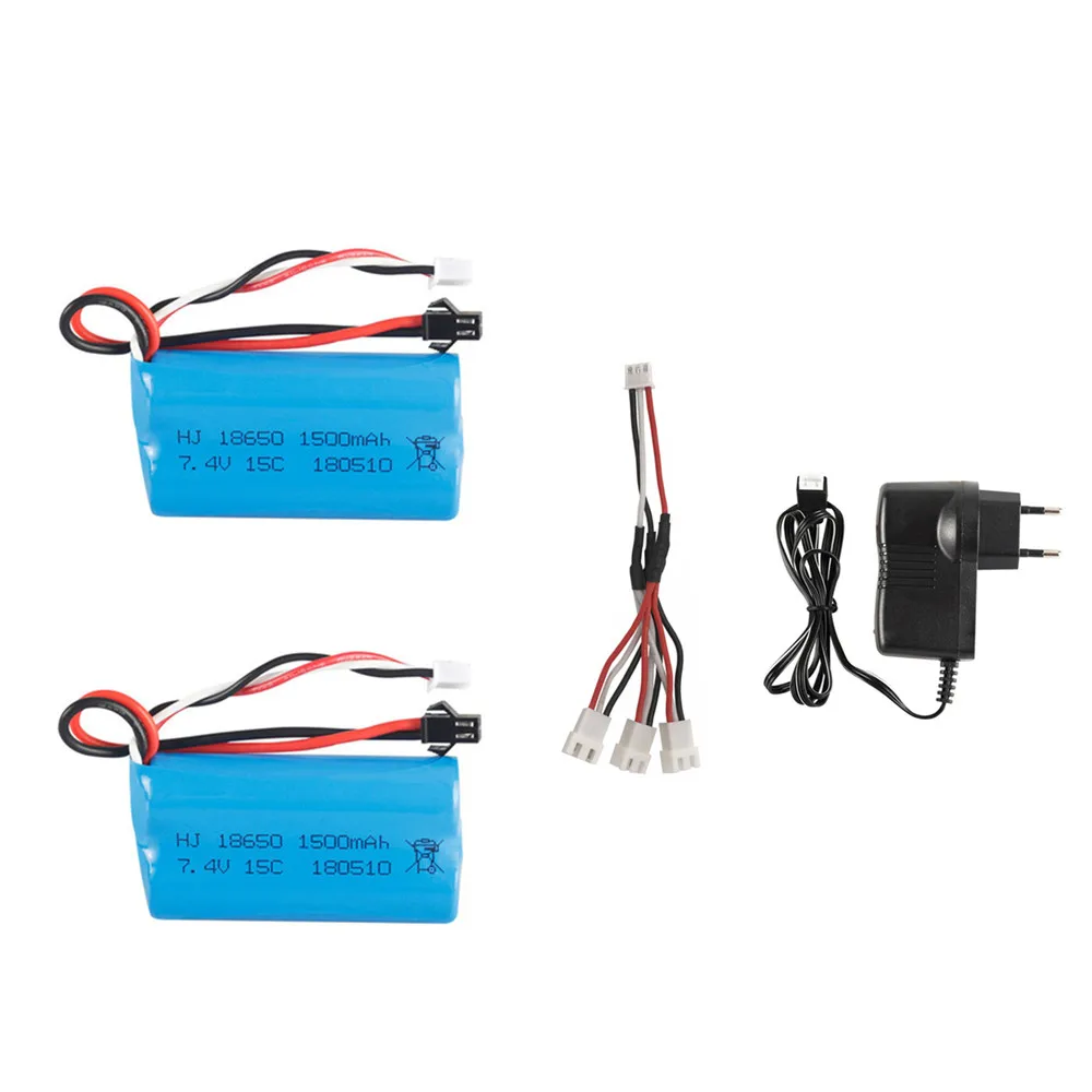 Красный 7,4 В 1500 мАч lipo батарея для YDI U12A Syma S033g Q1 TK H101 Rc игрушки лодки автомобили танки Дрон часть 18650 батарея и зарядное устройство набор - Цвет: Красный