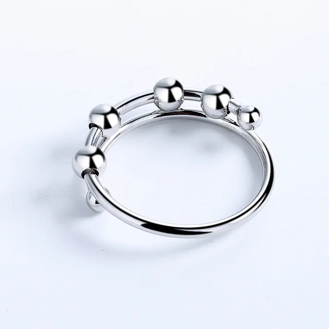 Rotate Anti Stress Ring Adjustable Spiral Beads Rings Jewelry Toy Peace Ring with Spiral Bead Gifts for Adult 23mm/0.90in 3