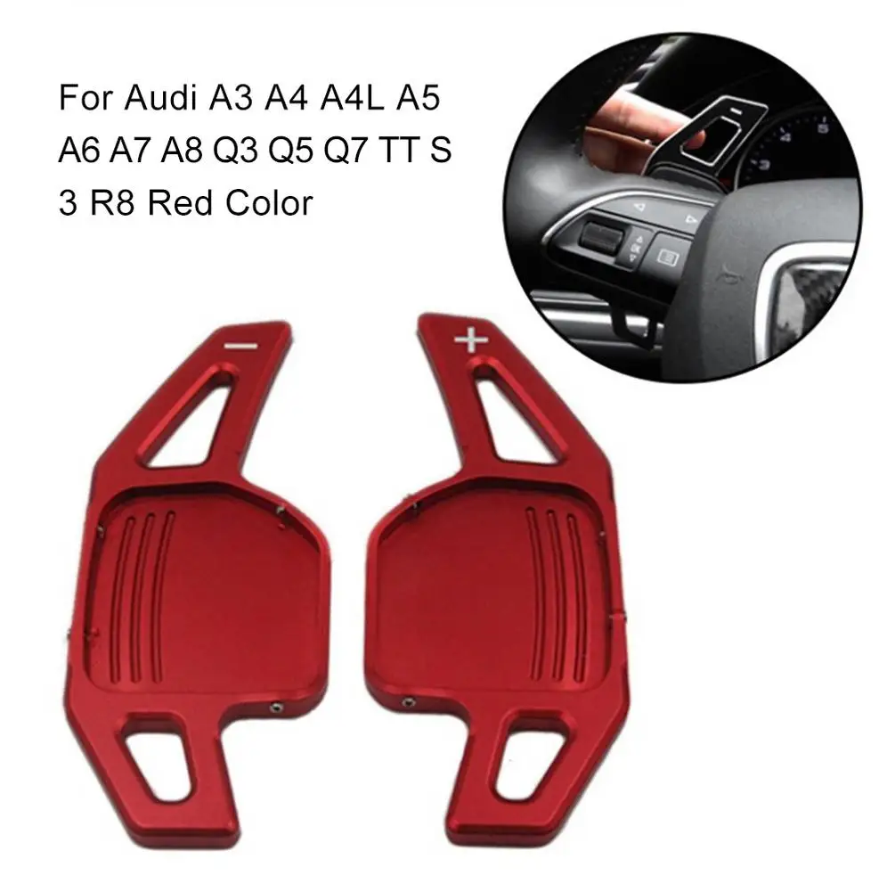 1 пара Рулевое колесо сдвига весло переключения передач Подходит для Audi A3 A4 A4L A5 A6 A7 A8 Q3 Q5 Q7 TT S3 R8 красного цвета