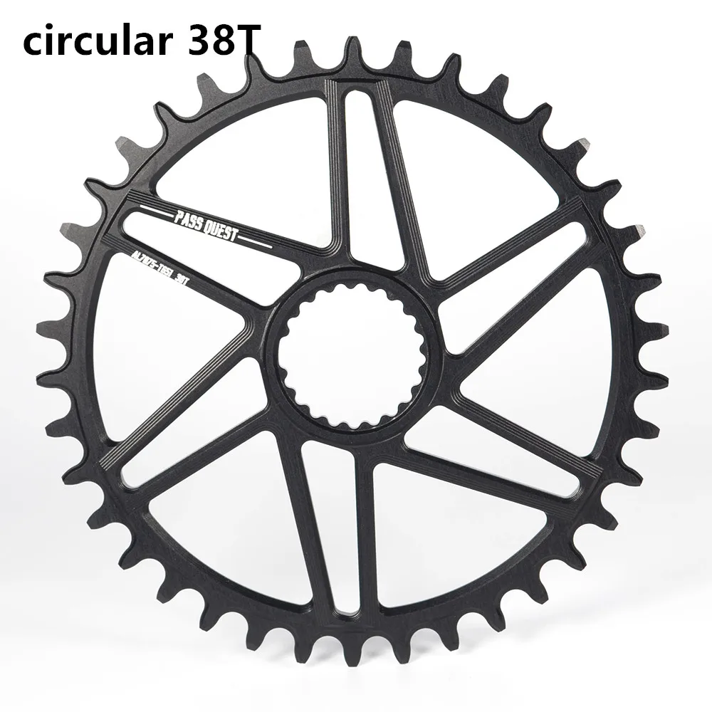 BLACK circular 38T Pass Quest овальная Звездочка 34/36/38/40 т MTB узкая широкая цепь из колец цепь велосипедная Звездочка для deore xt M7100 M8100 M9100 SHIMANO 12S диаметра окружности болтов - Color: BLACK circular 38T