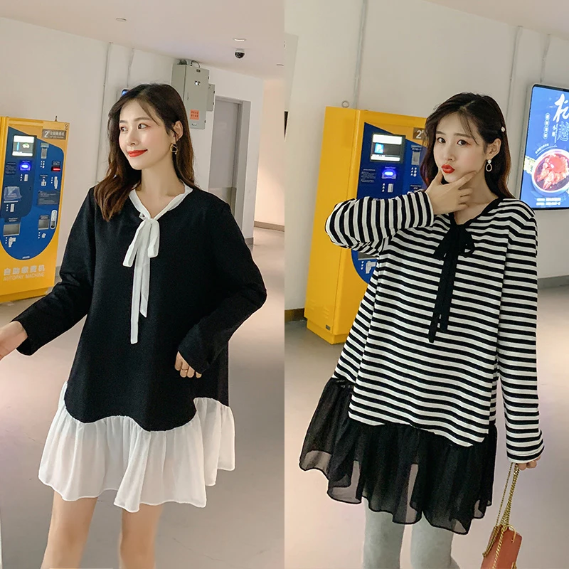 

2019 New Arrive Spring Maternity Dress Woman Casual Loose Version Large Size Dresses Pregnant Woman Clothing MD-01625