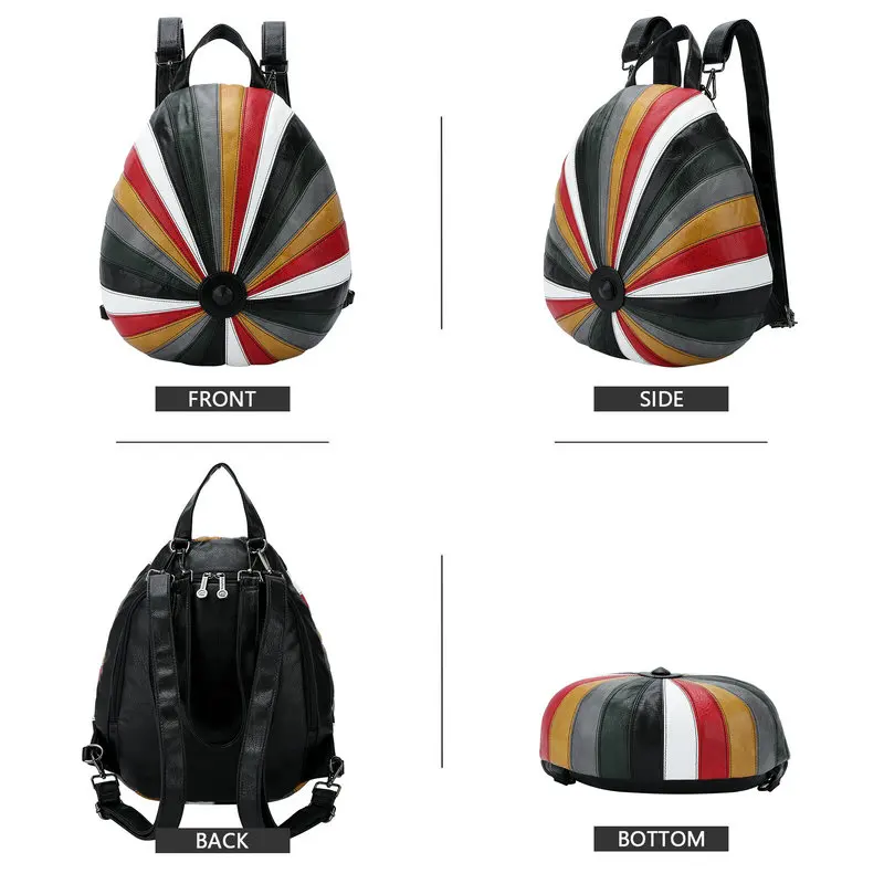 Stylish Backpacks luxury Angel Me 2021 New Arrival Hot Selling Women Hat Color Stripe Backpack, Soft Leather Spacious Shoulder Bag stylish and comfortable backpacks