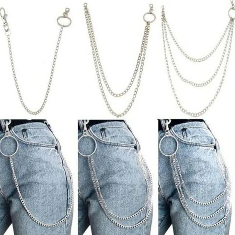 

1PC Long Trousers Hipster Key Chains Punk Street Big Ring Metal Key Ring Wallet Belt Chain Pant Keychain Unisex Hip Hop Jewelry