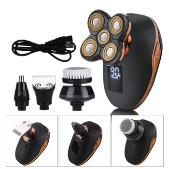 

4 in 1 Men Electric Shaver Shaving Machine Five Blades Charging Mode Waterproof Wash Self-assistant Bald Head Replacement Blade