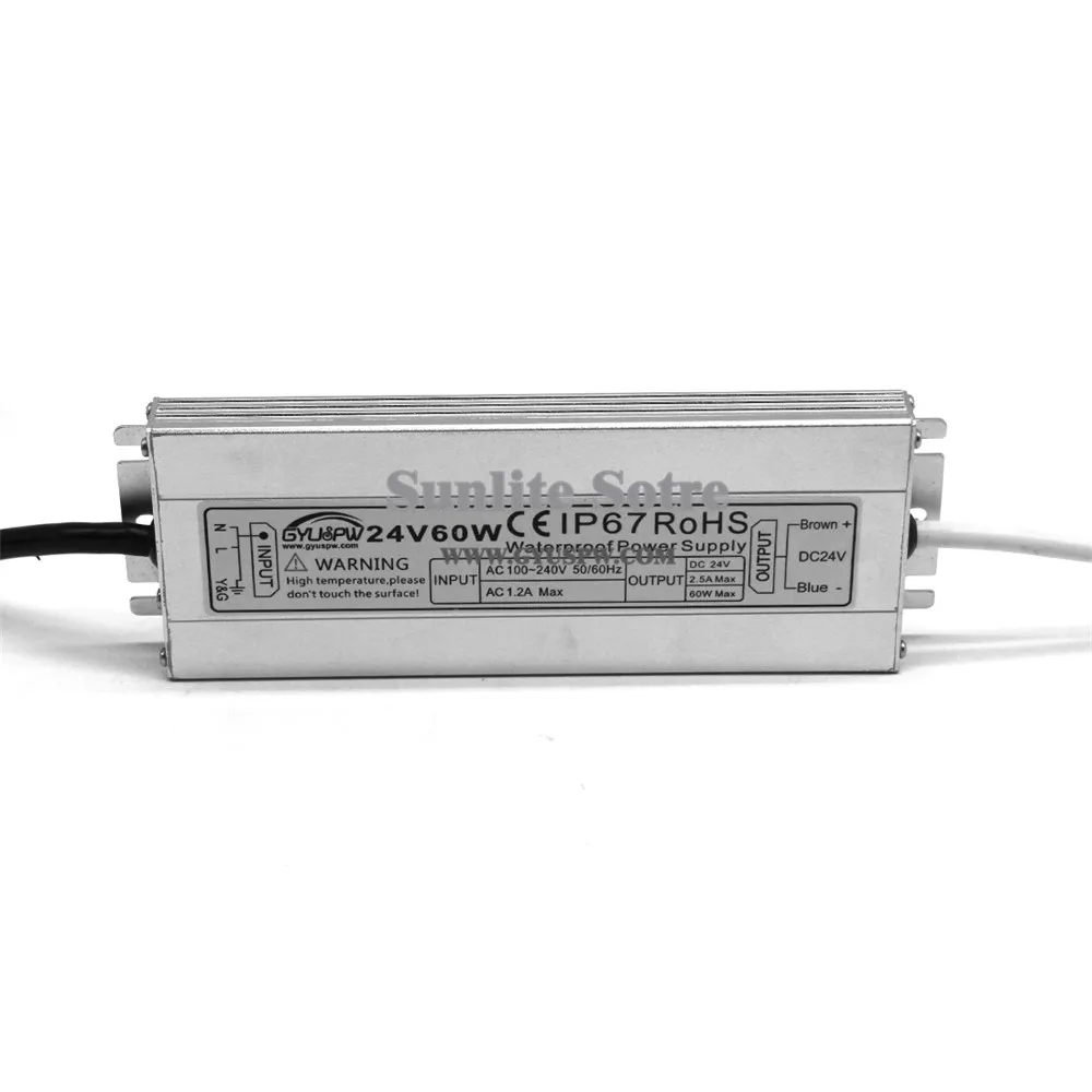 Ультратонкий источник питания IP67 Водонепроницаемый 24V 2.5A 60W Трансформатор 100-240v AC DC24V сетевой адаптер для использования вне помещения для светодиодной полосы света CCTV