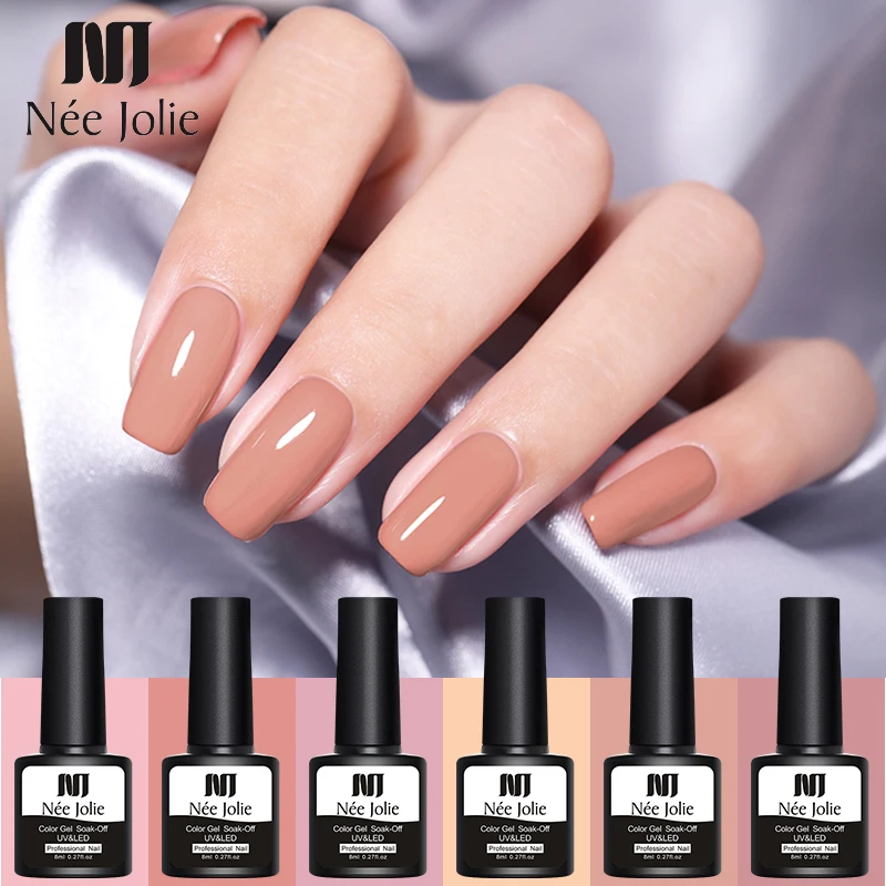 

NEE JOLIE 8ml Solid-color Nail Gel Polish 20 Pink Pure Colors LED Lamp Gel Soak Off UV Gel Varnish One-shot Color Nail Art Gel