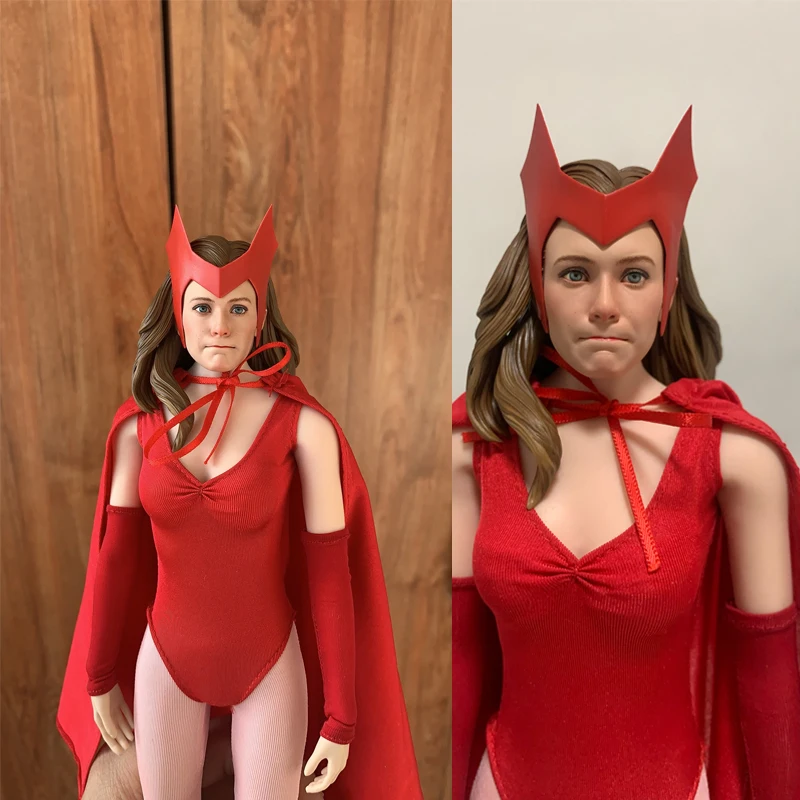 Масштаб 1:6 женская одежда Witch Wanda красный плотный Цельный купальник плащ костюм