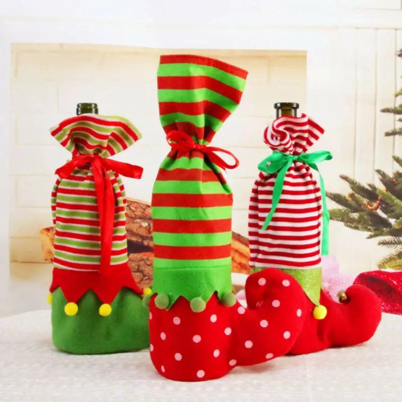 Santa Pants Christmas Candy Wine Gift Bags Stocking Bottle Bag Xmas Decorations 