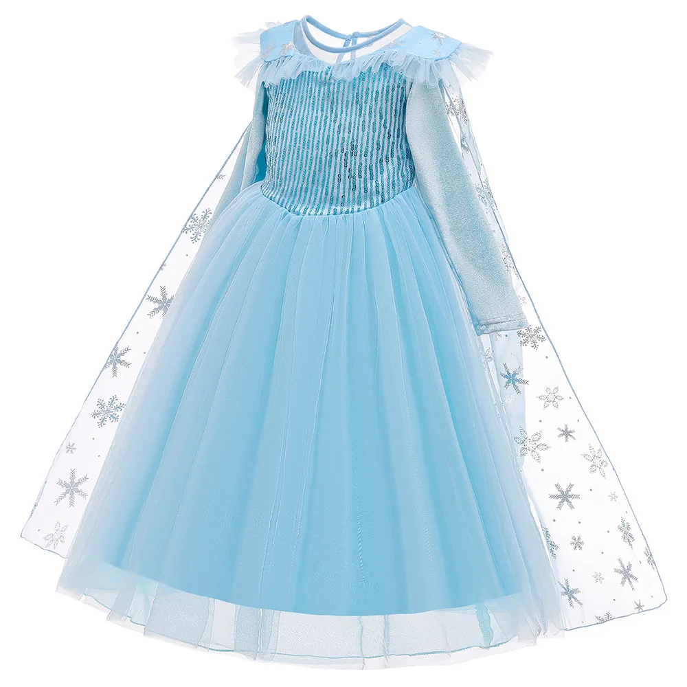 Новое платье принцессы Эльзы для девочек, праздничное платье на день рождения, карнавальный костюм, детское рождественское платье, 2, 3, 4, 5, 6, 7, 8, 9, 10 лет