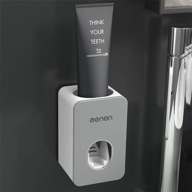 Набор аксессуаров для ванной комнаты настенный держатель для зубной щетки автоматический диспенсер для зубной пасты с чашкой для зубной щетки набор для ванной комнаты - Цвет: Gray Extruder