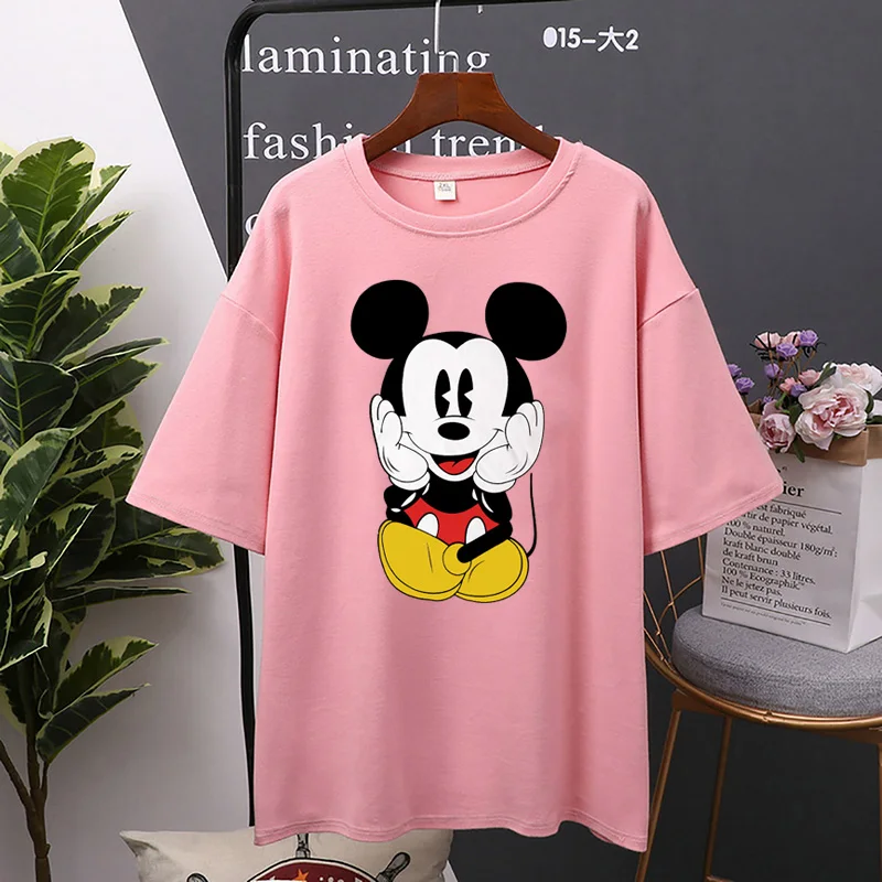 Disney cartoon Mickey Tshirt Tops Summer casual oversized Women T-shirts Ulzzang hip hop Streetwear Harajuku short sleeve tshirt couple t shirt