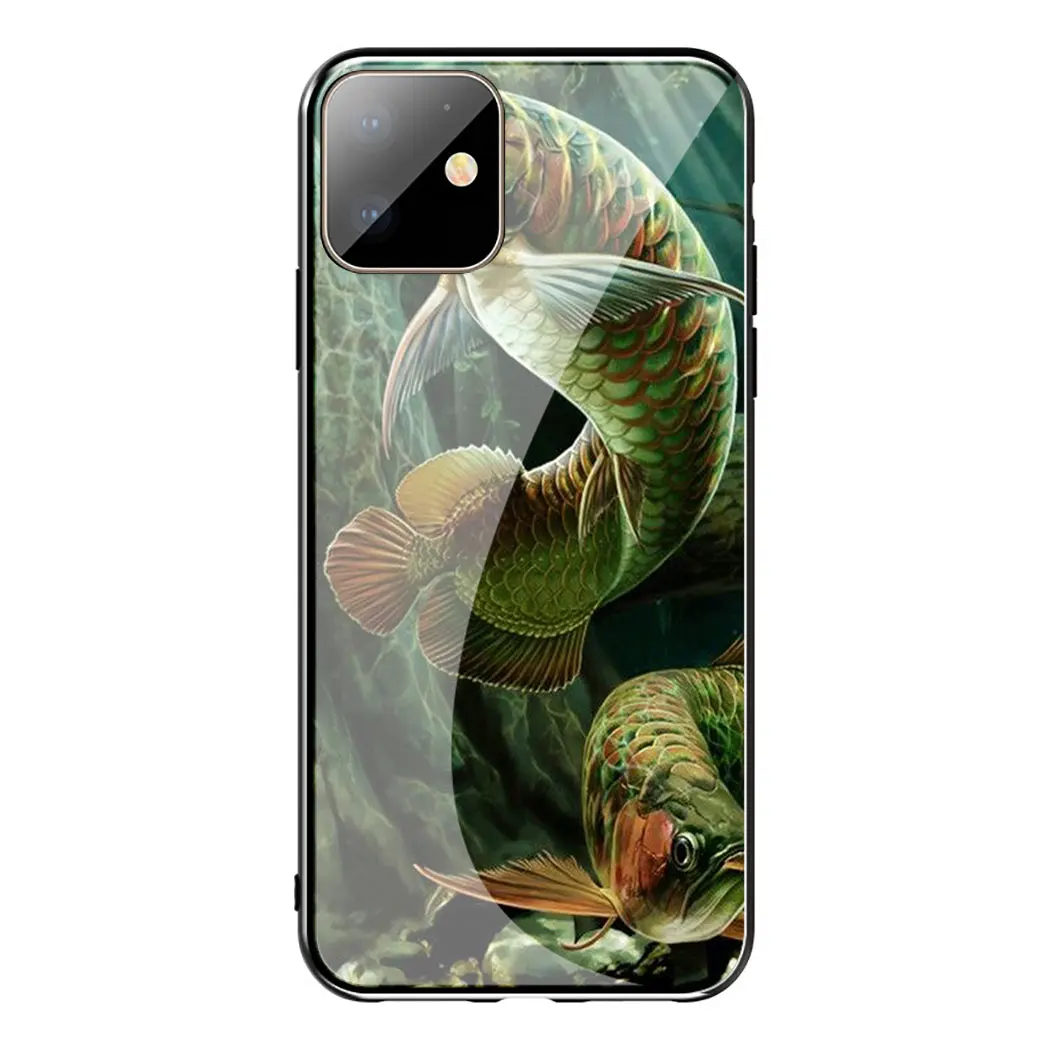 TG6 Панель с рисунком форели, чехол из закаленного стекла для телефона Apple iPhone 11 Pro XS Max XR X 8 7 6S Plus 5S SE - Цвет: TG6