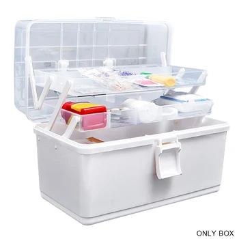 

Portable First Aid Storage Box Large Capacity Home Dustproof Lockable Design Travel Camping Pill Holder Multi Layer Rectangular