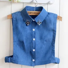 

Fashion Women's Cotton Detachable Collar Shirt Denim Fake Collar Ladies False Collar Necklace Clothes Dress Lapel Blouse Top