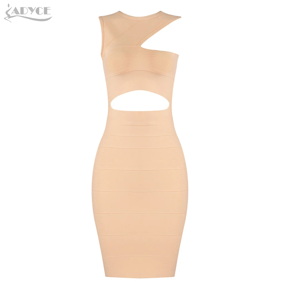 Apricot ADYCE новые летние открытые для клуба, облегающее, Бандажное платье сексуальное платье без рукавов майка с выемкой мини знаменитости Вечеринка платье Vestido - Цвет: Apricot