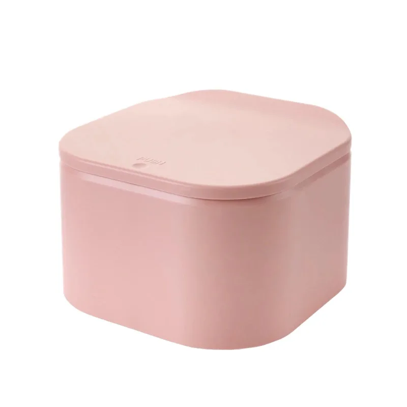Mini Plastic Desk Can Bin Office for with Lid Home Car Box Garbage Container Kitchen Desktop Waste Press Trash - Цвет: Pink