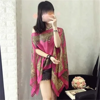 

1pc Women Shawl Boho Floral Print Chiffon Sunproof Beach Bikini Cover Up for Summer SAL99