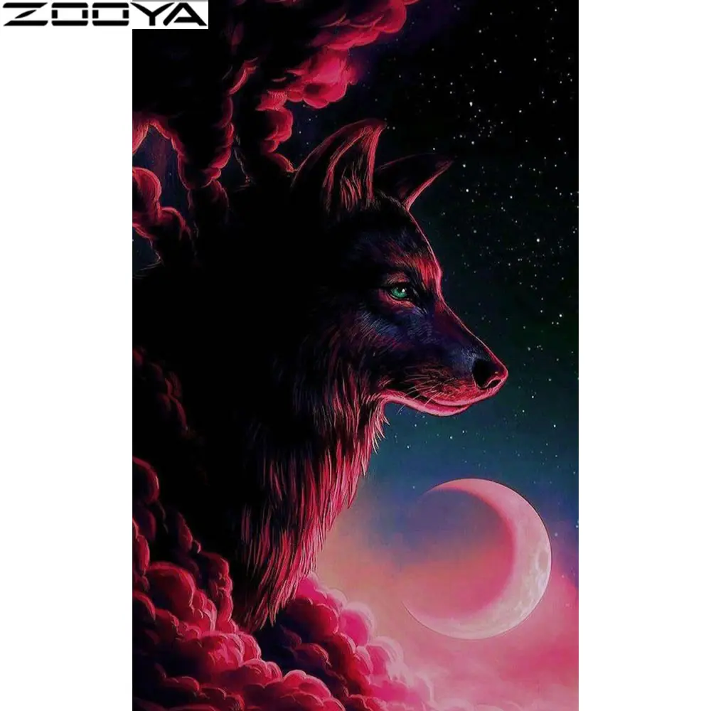 Zooya новый полный Squrae/Круглый Алмазный нарисованное животное волк картина из