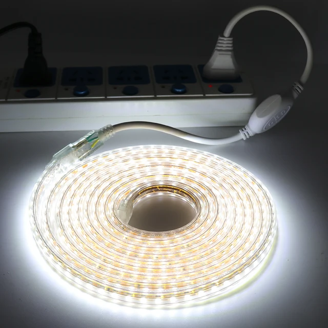 120led/m Led Strip Light 220v Flexible&10cm Cuttable Soft Lamp Bar 2835  Tape Adhesive Eu Plug Vanity Cabinet Wardrobe Home Decor - Led Strip -  AliExpress