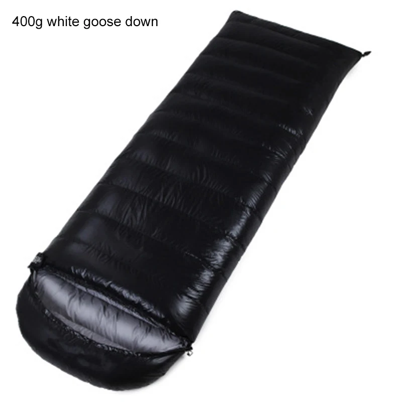 Black 400gGooseDown Открытый конверт типа Кемпинг вниз сплайсинга двойной спальный мешок для взрослых утолщение можно сшить белый гусиный пух спальный мешок - Цвет: Black 400gGooseDown