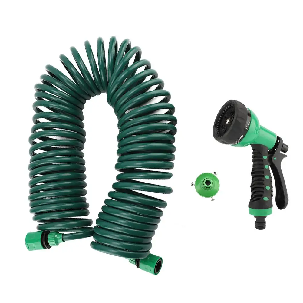 15M Garden Watering Retractable Water Spray Gun Vegetable Field Watering Green Irrigation Set with Tube Tool