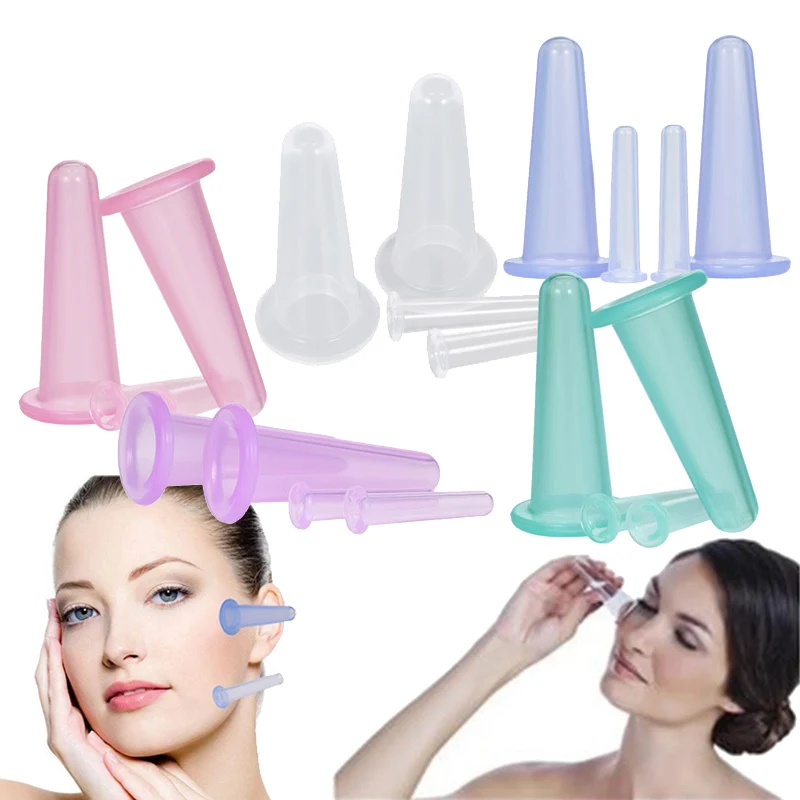 4PCS Silicone Facial Cupping Cups set For Women Makeup anti-cellulite bank Eye Face Massager sucker Cupping Therapy Suction Cup