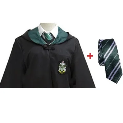 Горячая Распродажа Gryffindor Hufflepuff Slytherin Ravenclaw костюм Гермионы Грейнджер Косплей халат юбка очки Униформа костюм для Хэллоуина - Цвет: Slytherin set 3