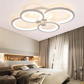 

Modern LED bedroom chandelier living room dining room lamp white ring remote control stepless dimming function free shipping