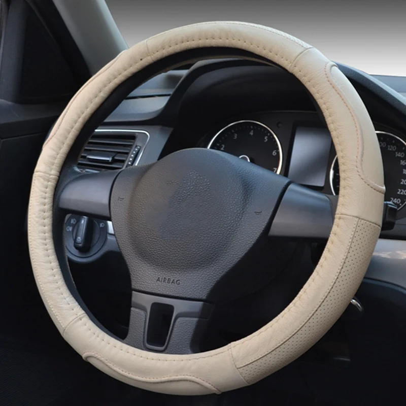 BG2 Натуральная голова слой коровья кожа авто руль автомобиля крышка противоскользящая для 38 см Авто Стайлинг рулевого колеса - Название цвета: BG2