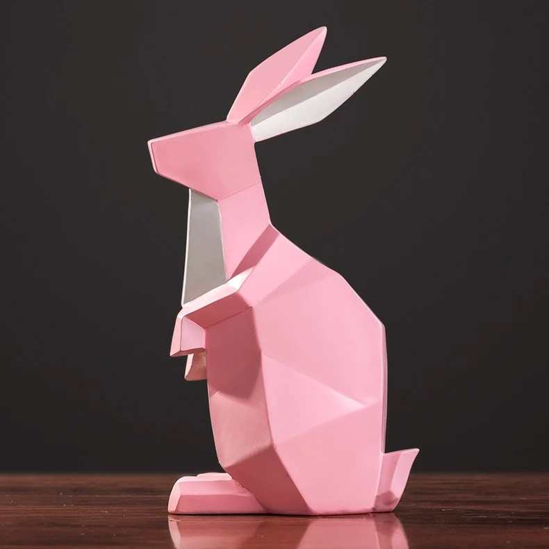 Абстрактная скульптура кролика Геометрическая Смола статуя кролика гостиная декор с животными подарок и ремесло орнамент аксессуары мебель