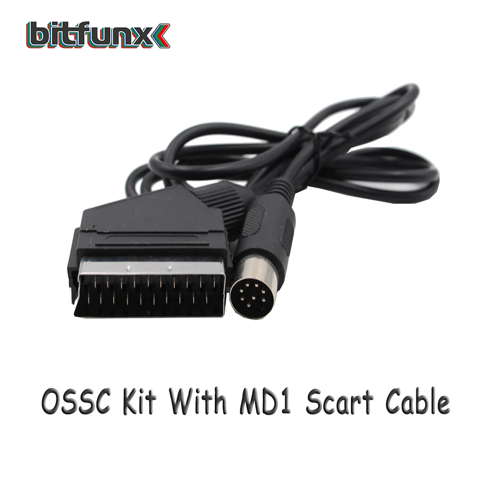 with MD1 scart Bitfunx OSSC HDMI конвертер комплект прозрачный черный для Ретро игровой консоли комплект обновления с Scart кабель - Цвет: with MD1 scart