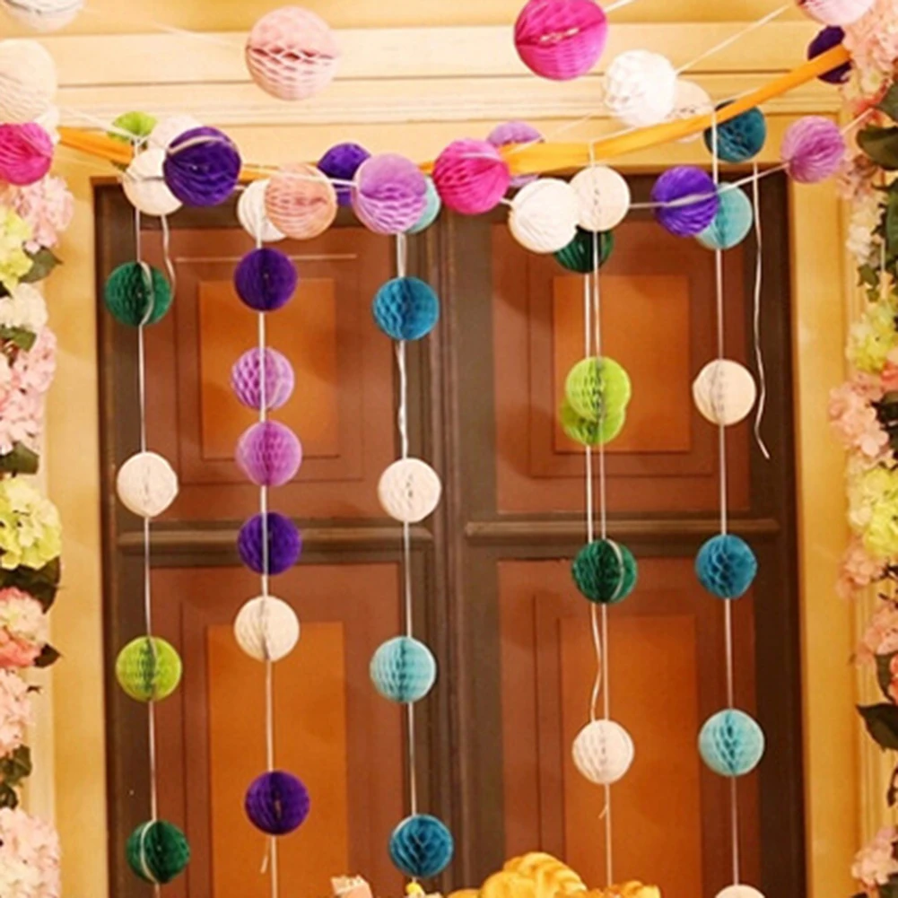 5Pcs 6inch Solid Color Tissue Paper Pompom Ball Hanging Wedding Party Home Holiday Decor