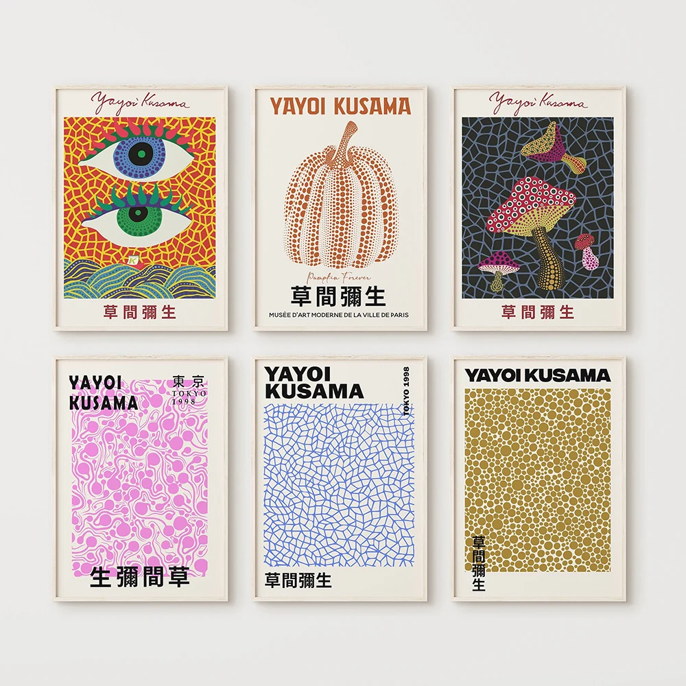 Yayoi Kusama Pumpkin Abstract Nordic Posters And Prints Wall Art Canvas Painting Wall Pictures For Living Surrealism Room Decor