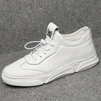 

2020 Spring/Autumn Casual Shoes For Youth White Leather Men Shoes Designer Lace Up Sneakers For Men Rubber Soles Brand Mens Shoe
