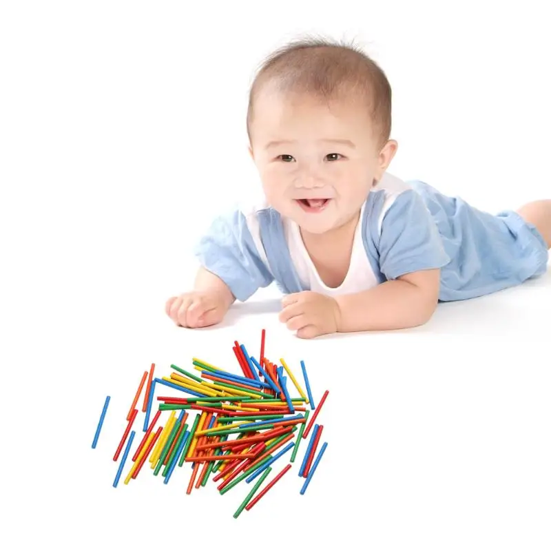 100pcs Colorful Bamboo Counting Sticks Non-toxic Kids Preschool Math Learning Toy kindergarten Education Gadgets 7.4cm