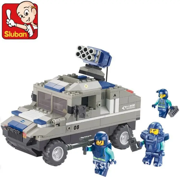 SLUBAN 0203 Humvee модель строительные блоки наборы DIY Собранный блок кирпичи Juguetes