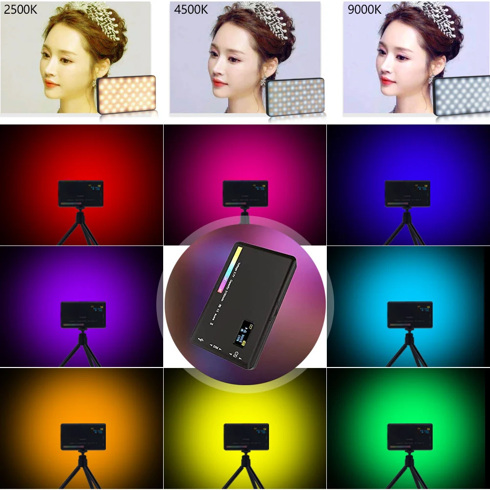 LUXCEO W140 V10 비디오 조명 RGB 패널 온 카메라 조명 사진 조명 블로깅, 화상 회의용 디밍이 가능한 LED 필 램프