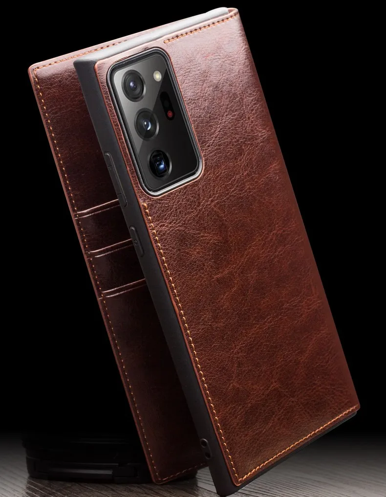 Genuine Leather Flip Wallet Case for Samsung Note