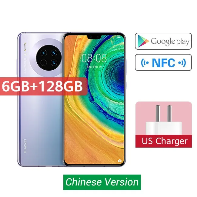 Смартфон HUAWEI mate 30, 8 ГБ, 128 ГБ, Kirin 990, 40 МП, тройная камера s, 24 МП, фронтальная камера, 6,62 дюйма, полный экран, 27 Вт, беспроводная QC Скидка 600 руб. /. При заказе от 5500 руб. /Пр - Цвет: 6GB 128G Silver