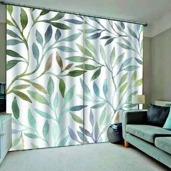 

Decoration curtains Photo 3D Curtains for Living Room Window curtains green leaf curtain