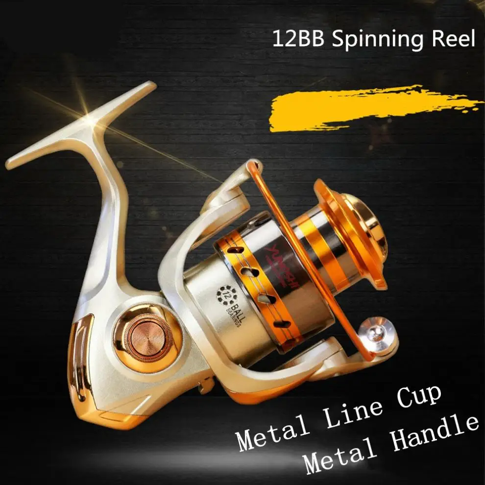 

3000 Series 12 Ball Bearing 5.5:1 Gear Ratio Fishing Reels Saltwater Freshwater Spinning Wheel with Metal Line Cup & Handle